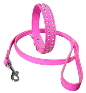 2-Row Collar Lead Set - Hot Pink