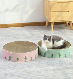 Durable Round Cat Scratch Board Bed and Toy